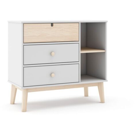 Cómoda Misty Cloud 3 cajones Blanco - Oak Soft (ancho) x 81cm (alto)