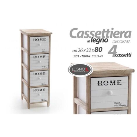 Cómoda multiusos de 4 cajones para el hogar cm 26 x 32 x 80 h