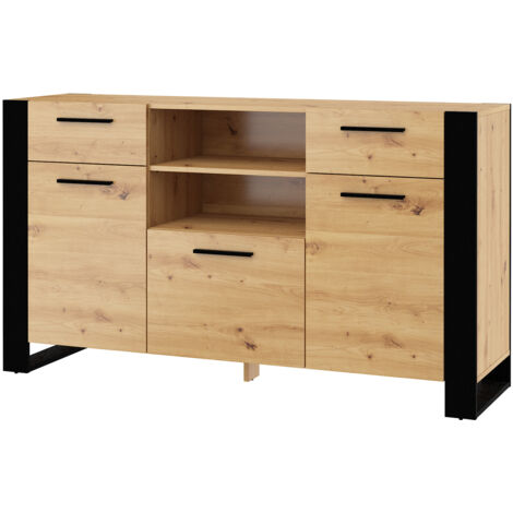 Cómoda NUKA C 197,5 cm roble artesanal / negro mate