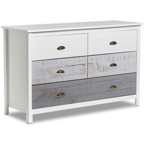 Cómoda Ocean 6 cajones Blanco - Vintage Colors (ancho) x 80cm (alto)