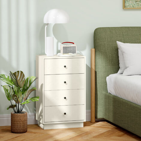 Cómoda para Dormitorio Moderna de 4 Cajones Cajonera Estrecha para Salón Pasillo 47x29x75 cm Blanco