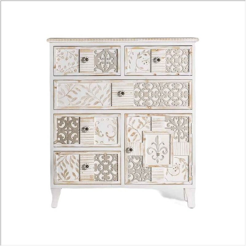 

Burkinahomedecor - Comoda pequeña modelo CASABLANCA con frontal decorativo Burkina