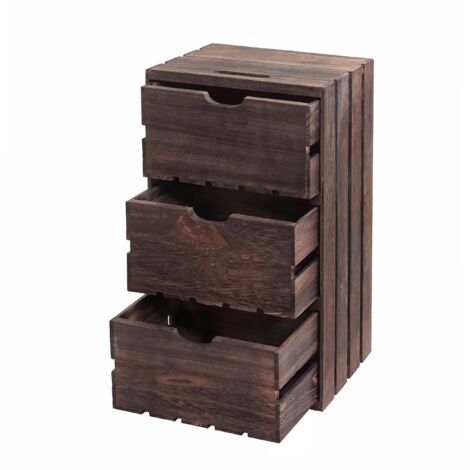 Cómoda pequeña de madera con 3 cajones 53x32x26cm en madera marrón 040002488