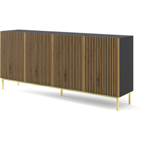 Cómoda RAVENNA F 200 cm 3D3S roble negro artesanal con marco