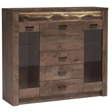 Cómoda Serfeno 105, Fresno oscuro, Con cajones y puertas, Número de cajones: 3, 122x137x42cm
