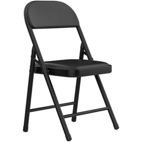 Cómoda sillas Plegables de Cuero Negro - 45 x 45 x 78