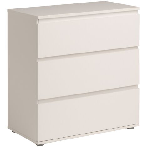 Cómoda Sven 3 Cajones de Dormitorio Estilo Moderno en Color Blanco 77x82x40 cm