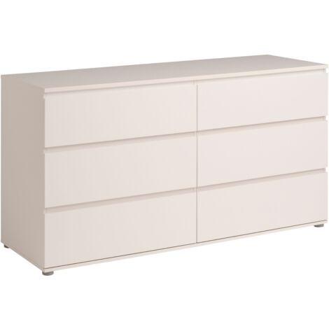 Cómoda Sven de Dormitorio 6 Cajones Fabricada en Melamina color Blanco 151x82x50 cm