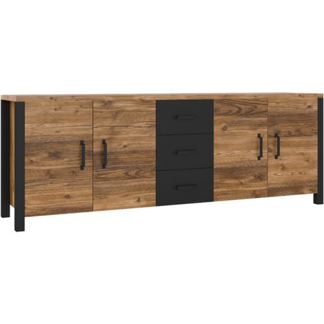 Cómoda Tornua 109, Abeto oscuro + Negro mate, Con cajones y puertas, Número de cajones: 0, 79x220x48cm