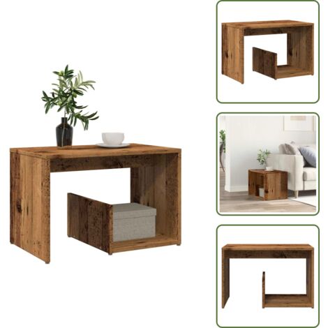 Cómoda - vidaXL Mesa auxiliar de madera contrachapada envejecida 59x36x38 cm - Expositor