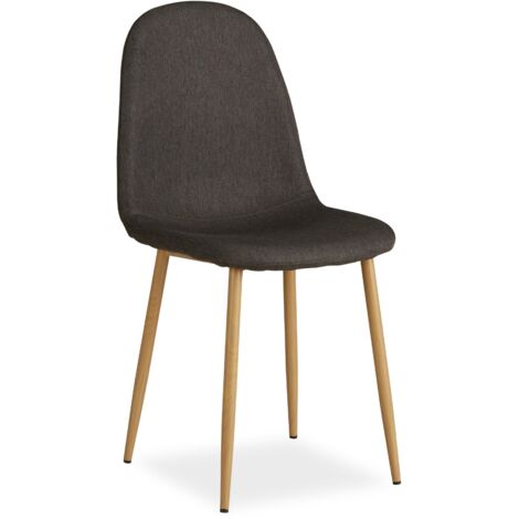 Cómoda y moderna silla de cocina comedor en tela antracita, patas de metal imitación madera CDS06003