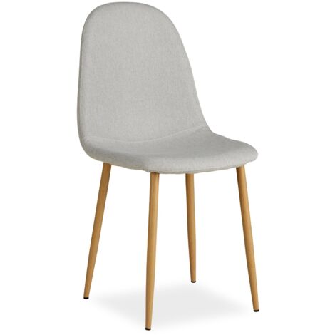 Cómoda y moderna silla de cocina comedor en tela gris, patas de metal imitación madera CDS06004