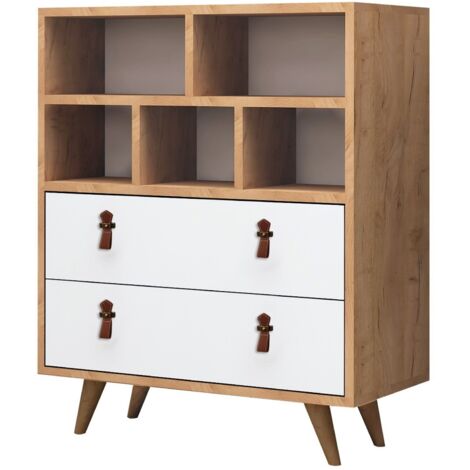 Cómoda,100% Tablero de aglomerado rechapado en melamina, Color Roble
Oscuro  Concrete
