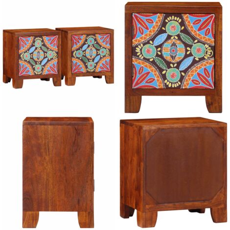 Comodini 2 pz 40x30x45 cm in Legno Massello di Acacia - Comodino in acacia - Comodino in legno massello