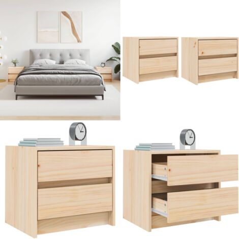 Comodini 2 pz 40x31x35,5 cm in Legno Massello di Pino - Comodino in pino - Comodino con cassetti