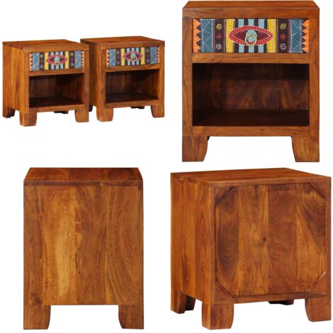Comodini 2 pz 40x35x45 cm in Legno Massello di Acacia - Comodino in acacia - Comodino in legno massello