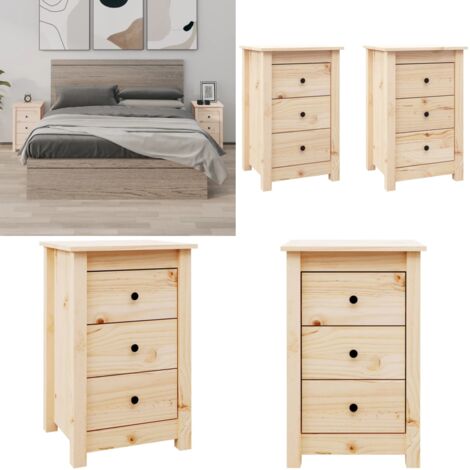 Comodini 2 pz 40x35x61,5 cm in Legno Massello di Pino - Comodino in pino - Comodino con cassetti