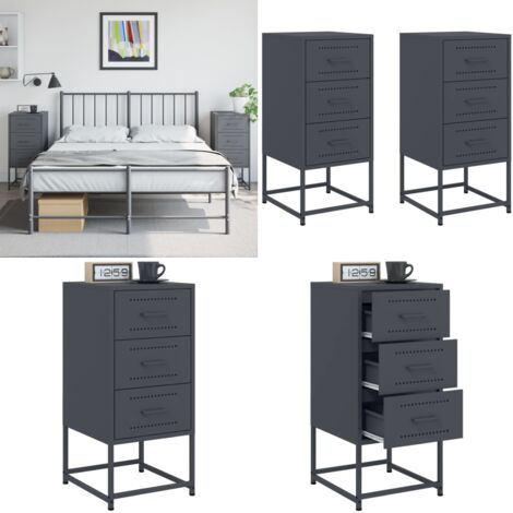Comodini 2 pz Antracite 36x39x78 cm in Acciaio - Comodino industriale - Comodino da letto