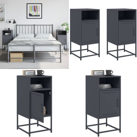 Comodini 2 pz Antracite 36x39x78 cm in Acciaio - Comodino industriale - Comodino da letto