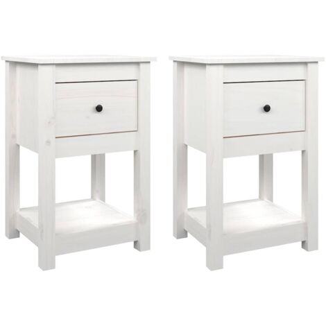 Comodini 2 pz Bianca 40x35x61,5 cm in Legno Massello di Pino vidaXL