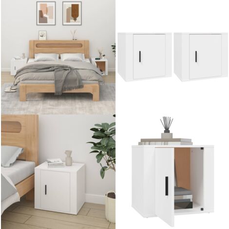 Comodini 2 pz Bianca 50x39x47 cm - Comodini - Comodino in legno