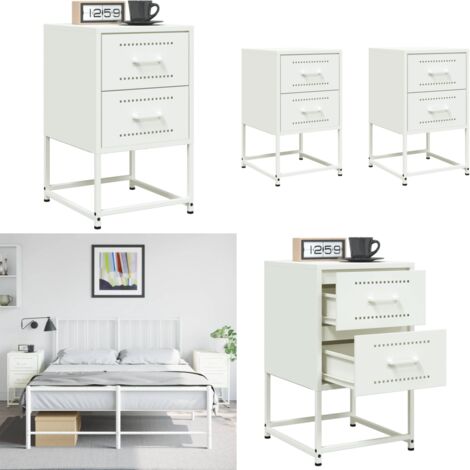 Comodini 2 pz Bianchi 36x39x60,5 cm in Acciaio - Comodino industriale - Comodino da letto