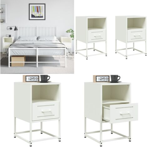 Comodini 2 pz Bianchi 36x39x60,5 cm in Acciaio - Comodino industriale - Comodino da letto