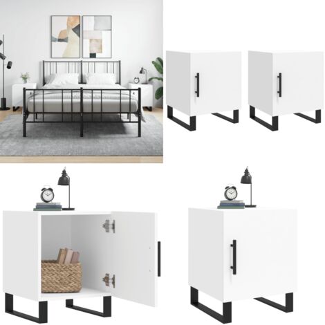 Comodini 2 pz Bianchi 40x40x50 cm in Legno Multistrato - Comodino in legno - Comodino con scomparto