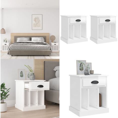Comodini 2 pz Bianco Lucido 43x36x50 cm - Comodini - Comodino in legno