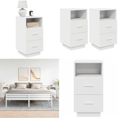 Comodini 2 pz con 2 Cassetti Bianchi 36x36x68 cm - Cassetti - Armadio