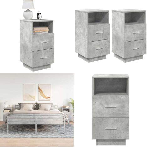 Comodini 2 pz con 2 Cassetti Grigio Cemento 36x36x68 cm - Armadio - Cassetti