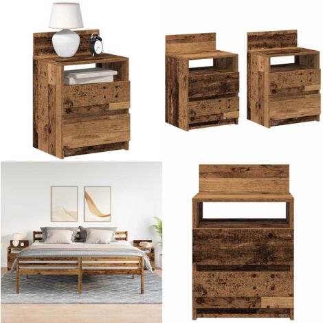 Comodini 2 pz con 2 Cassetti Legno Antico 40x33x60 cm - Armadio - Cassetti