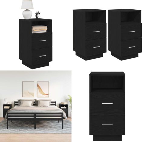 Comodini 2 pz con 2 Cassetti Neri 36x36x68 cm - Cassetti - Armadio
