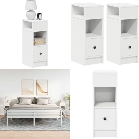 Comodini 2 pz con Cassetto Bianchi 25x31x66 cm - Armadio - Cassetto