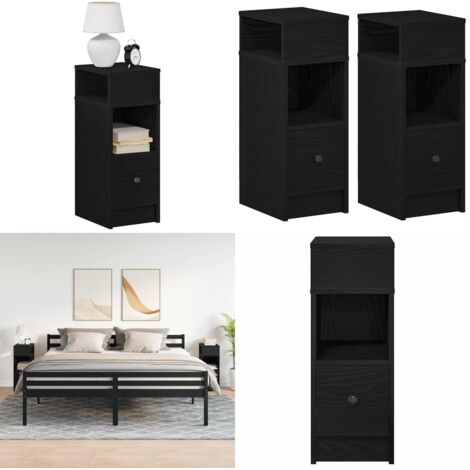 Comodini 2 pz con Cassetto Neri 25x31x66 cm - Armadio - Cassetto