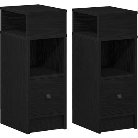 Comodini 2 pz con Cassetto Neri 25x31x66 cm vidaXL