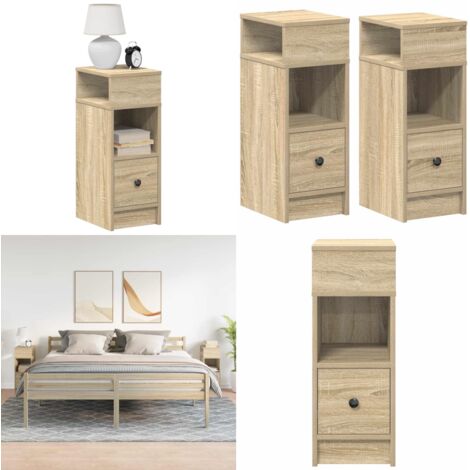 Comodini 2 pz con Cassetto Rovere Sonoma 25x31x66 cm - Armadio - Cassetto