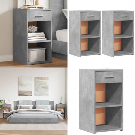 Comodini 2 pz Grigio Cemento 35x34x65 cm in Legno Multistrato - Comodino in legno - Comodino grigio cemento