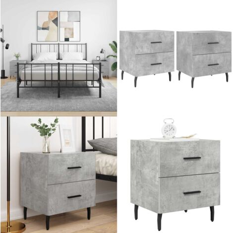 Comodini 2 pz Grigio Cemento 40x35x47,5 cm in Legno Multistrato - Comodino moderno - Comodino grigio cemento