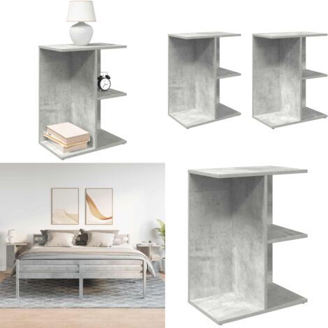 Comodini 2 pz Grigio Cemento 46,5x29x61 cm in Legno Multistrato - Comodino grigio cemento - Comodino multistrato