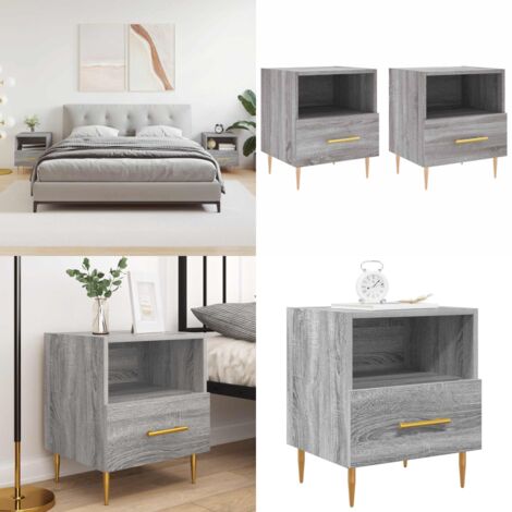Comodini 2 pz Grigio Sonoma 40x35x47,5 cm in Legno Multistrato - Comodino moderno - Comodino grigio