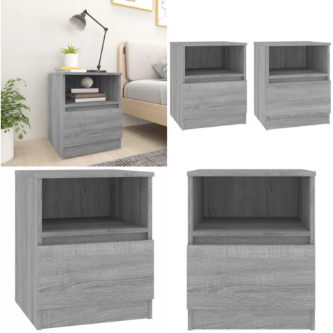 Comodini 2 pz Grigio Sonoma 40x40x50 cm in Legno Multistrato - Comodino grigio - Comodino multifunzionale