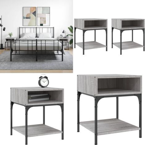 Comodini 2 pz Grigio Sonoma 40x41x50 cm in Legno Multistrato - Comodino grigio - Comodino con piedini regolabili