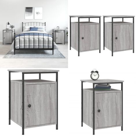 Comodini 2 pz Grigio Sonoma 40x42x60 cm in Legno Multistrato - Comodino grigio - Comodino da camera da letto