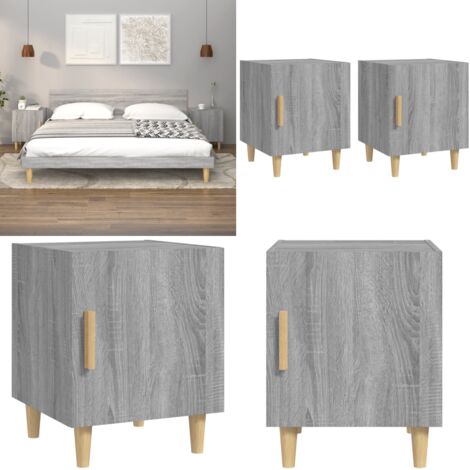 Comodini 2 pz Grigio Sonoma in Legno Multistrato - Comodino grigio - Comodino con ante