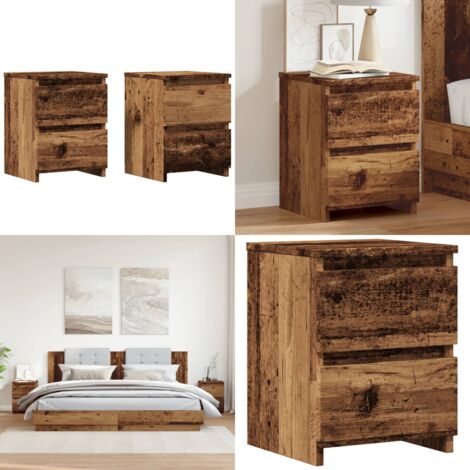 Comodini 2 pz Legno Antico 30x30x40 cm in Legno Multistrato - Comodino industriale - Comodino con cassetti
