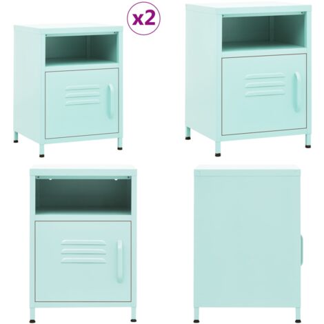 Comodini 2 pz Menta 35x35x51 cm in Acciaio - Comodini moderni - Comodini in acciaio