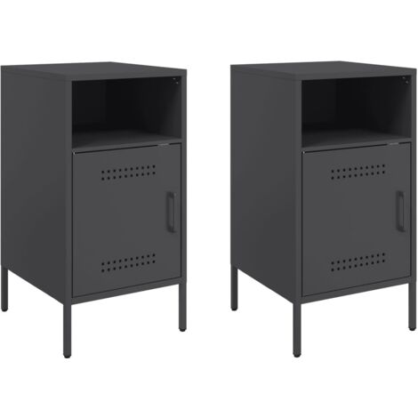 Comodini 2 pz Neri 36x39x68 cm in Acciaio vidaXL 267410