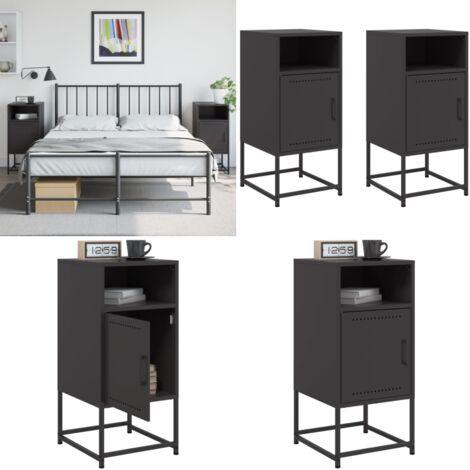 Comodini 2 pz Neri 36x39x78 cm in Acciaio - Comodino industriale - Comodino nero