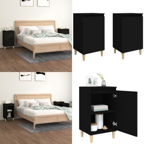 Comodini 2 pz Neri 40x35x70 cm in Legno Multistrato - Comodino nero - Comodino con vano